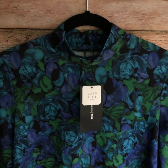 NWT Zara Floral Printed A Line High Neck Dress - Picture 9 of 9